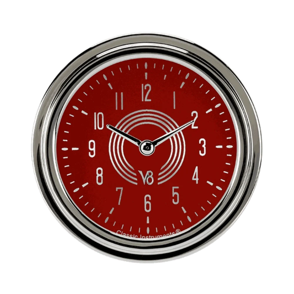 V8 Red Steelie 2 5_8_ Clock V8RS92SLC